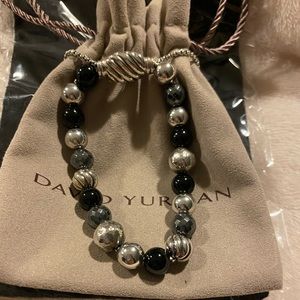 David Yurman Onyx and Hematite Beaded Bracelet